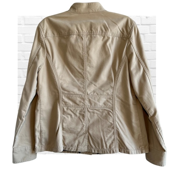 L.L. Bean Women's Beige Fitted Utility Jacket Pima Cotton Coat Medium Blazer - Picture 3 of 12
